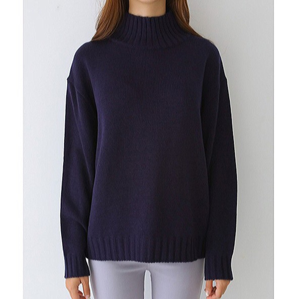 Special Price❤️High collar Navy Turtleneck Sweater - Picture 5 of 8